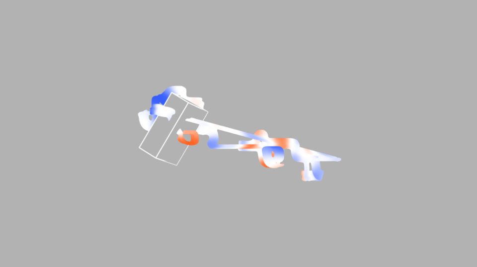 early geometric form study with wireframe boxes and abstract blob fragments
