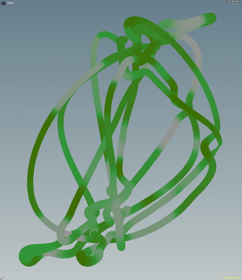 styleframe of a green, entangled thread structure made of knots
