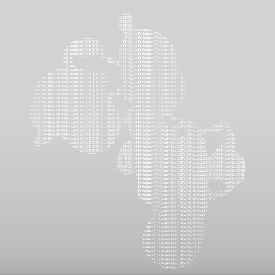 typography and form study with an encryption-like type pattern in the shape of the sculpture