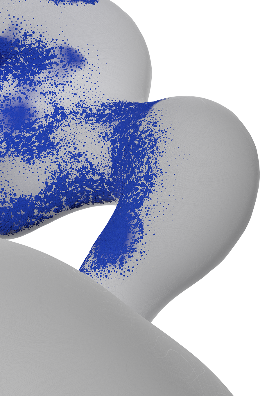 close-up of a new space-and-shadow study with a noise texture in blue and white